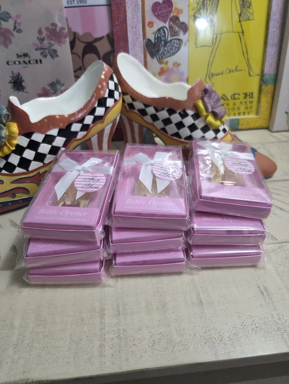 9 Baby Shower Bottle Openers/ Party Favors/Souvenirs for Guests with Gift Boxes
